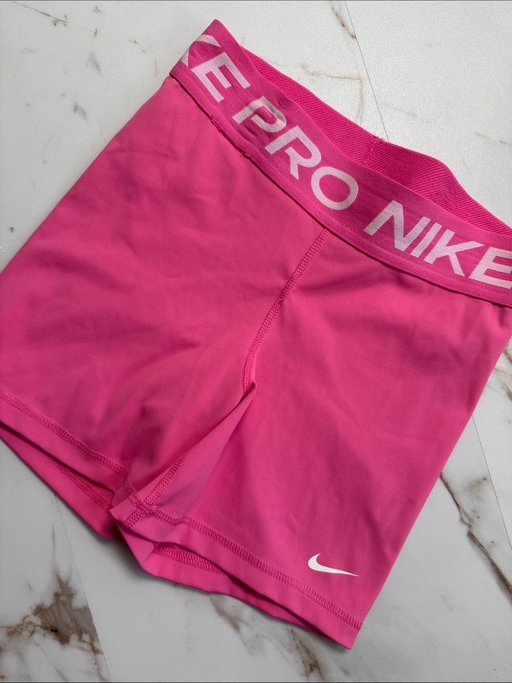 Nike Pro Dri Fit Pink Spellout Shorts 4” Sz S Cheer Running back to school